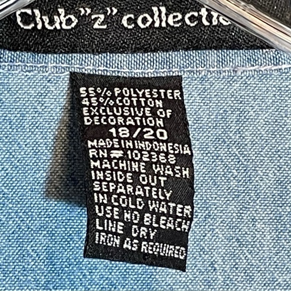 Club “z” Collection Light Blue Button-up with  Embroidery 18 / 20 - Picture 5 of 7